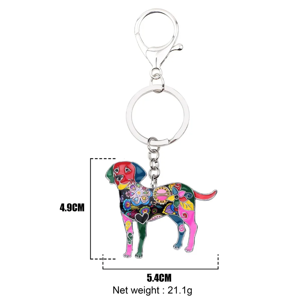 Bonsny Enamel Labrador Dog Key Chain Key Ring New Jewelry For Women Girls Bag Charm Pendant Car Key Holder Keychain Accessories