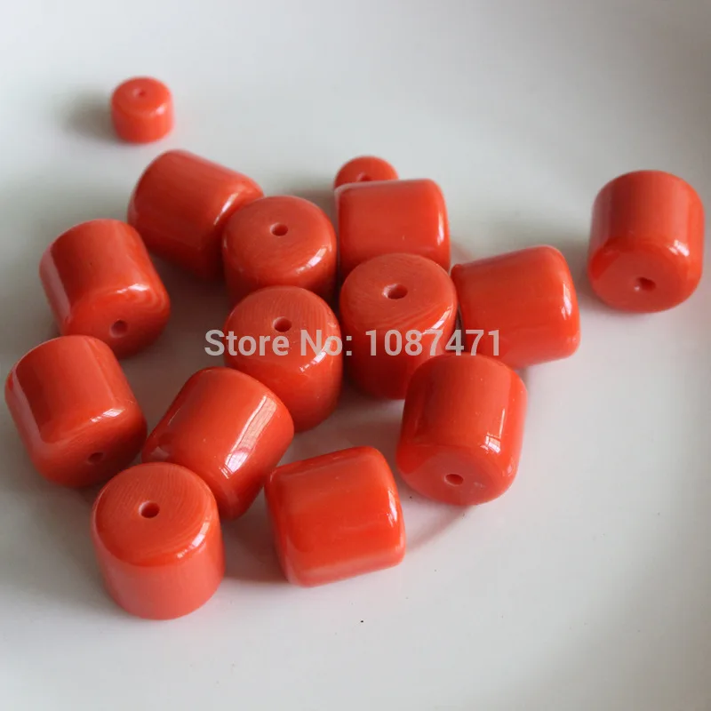 200pcs 6mmx8mm Synthesis High imitation red coral pillar-shaped beads Crafts Charm Gifts jewelry bracelet bead accessories C070