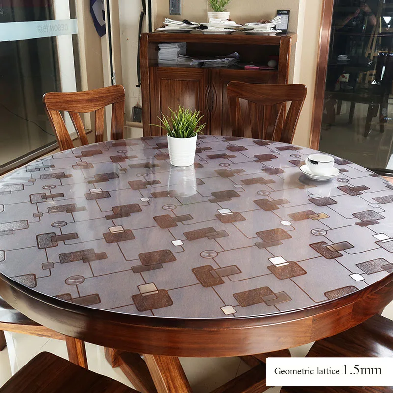 Thickened round PVC table cover protection pad desk mat soft glass meal transparent top tablecloth plastic outdoor mat