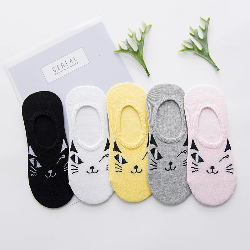 CAT summer comfortable cotton bamboo fiber girl women\'s socks ankle low female invisible color girl boy hosier 1pair=2pcs WS114