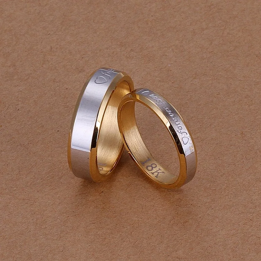 cute noble Valentine's Day gift girl charm Men Women Forever Love couple steel rings fashion Golden color jewelry Set S119