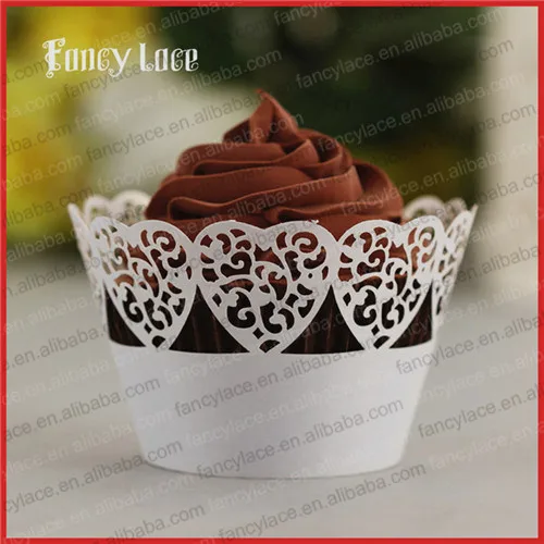 

60PCS Romantic Wedding Birthday Party Cupcake Wrappers Laser Cutting Paper Christmas Heart Shaped Valentine Wedding Party Favors