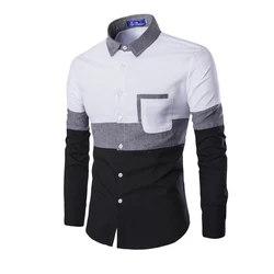 Nuovo 2019 Uomini di Oxford Camicia A Maniche Lunghe di Autunno della Molla Della Tasca Della Rappezzatura degli uomini di Casual Camicia di Cotone Slim Fit Bianco Degli Uomini abbigliamento M-2XL