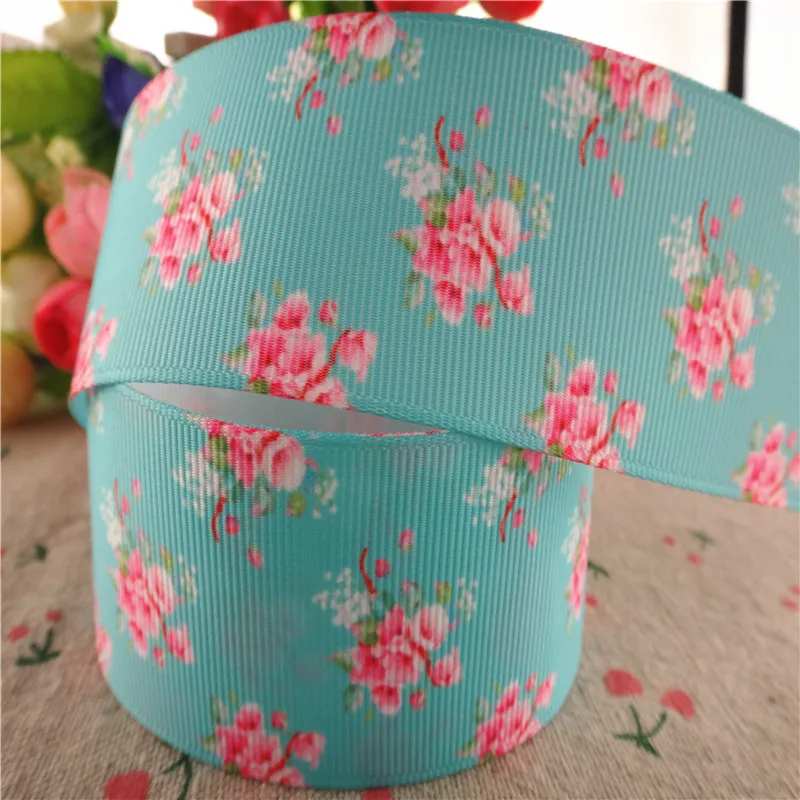 1" 25mm, 1-1/2" 38mm 10 Yards Blumen bedruckte Ripsbänder DIY Haarschleifen handgemachte Materialien MD18010120 – Detail 3