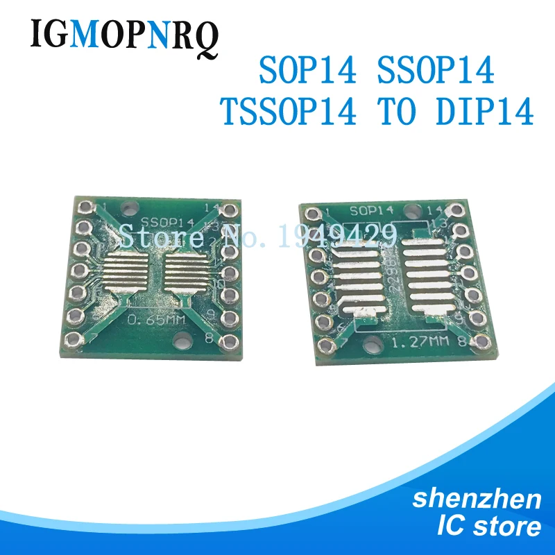 10PCS TSSOP14 SSOP14 SOP14 SMD to DIP14 IC Adapter Converter Socket Board Module Adapters Plate 0.65mm 1.27mm Integrated