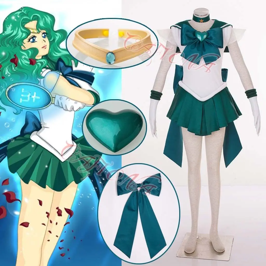 

Cafiona Women Halloween Costumes Sailor Gilrs Sailor Neptune Cosplay Costume Kaiou Michiru Super S Sexy Dress Set Pluse Size