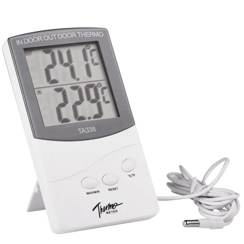 Room Electronic LCD Max-Min Thermometer Digital Indoor Outdoor Thermo Temperature Meter with Probe Sensor Cable Weather Station