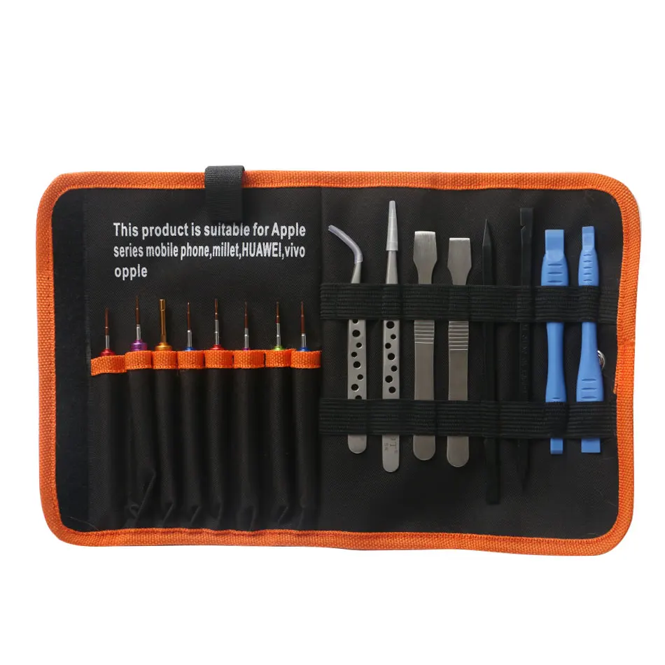 

16in1 Mobile Phone Repair Tool Bag Kit Screwdriver Set Tweezers Spudger Scraper for Apple iPhone MacBook Laptop PC Tablet Repair