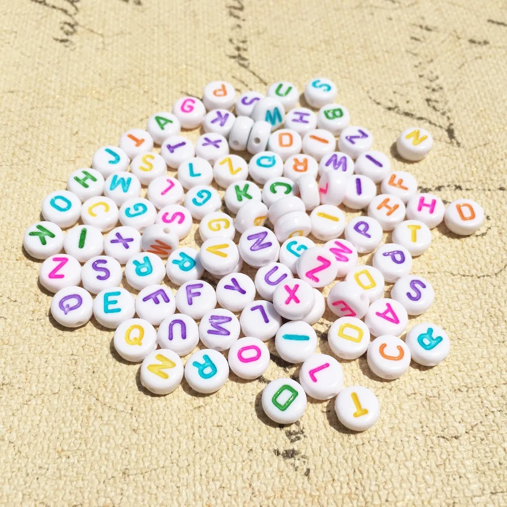 

Free Shipping 4*7MM Mixed A-Z Colorful Flat Round Plastic Acrylic Letter Alphabet Beads for DIY Jewelry Bracelet Making