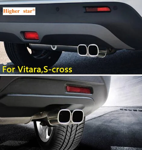 Stainless steel car Exhaust pipe outlet,tail tipe decorative muffler for Suzuki Vitara 2016-2022,S-cross,Scross,SX4 2014-2020