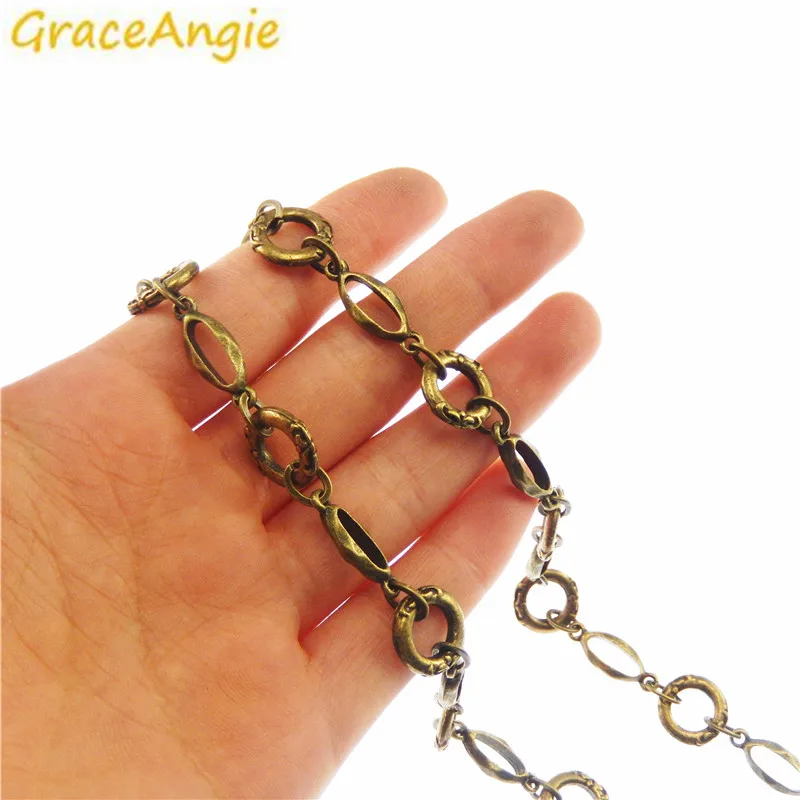 1m Retro Antique Bronze Decorate Chain For Necklace Bracelet Jewelry Accessory Alloy Vintage Chain Findings