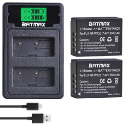 2Pcs NP-W126 NP-W126S Battery + LCD USB Charger for Fujifilm FinePix HS30EXR HS33EXR HS50EXR X-A1 X-E1 X-E2 X-M1 X-Pro 1