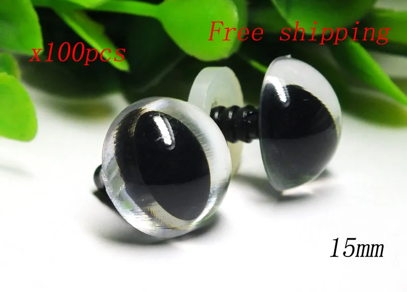 15mm White Safety Eyes/Plastic Cat Doll Eyes Handmade Accessories For Bear Doll Animal Puppet Making - 100pcs/lot