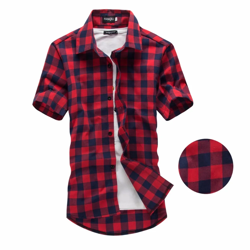 Camisa xadrez vermelha e preta masculina, camisa quadriculada, manga curta, blusa, nova moda, verão, 2024