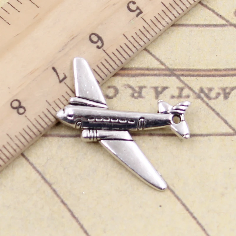 10 sztuk Charms samolot samolot 25x31mm tybetański srebrny kolor zawieszki antyczne tworzenia biżuterii DIY Handmade Craft