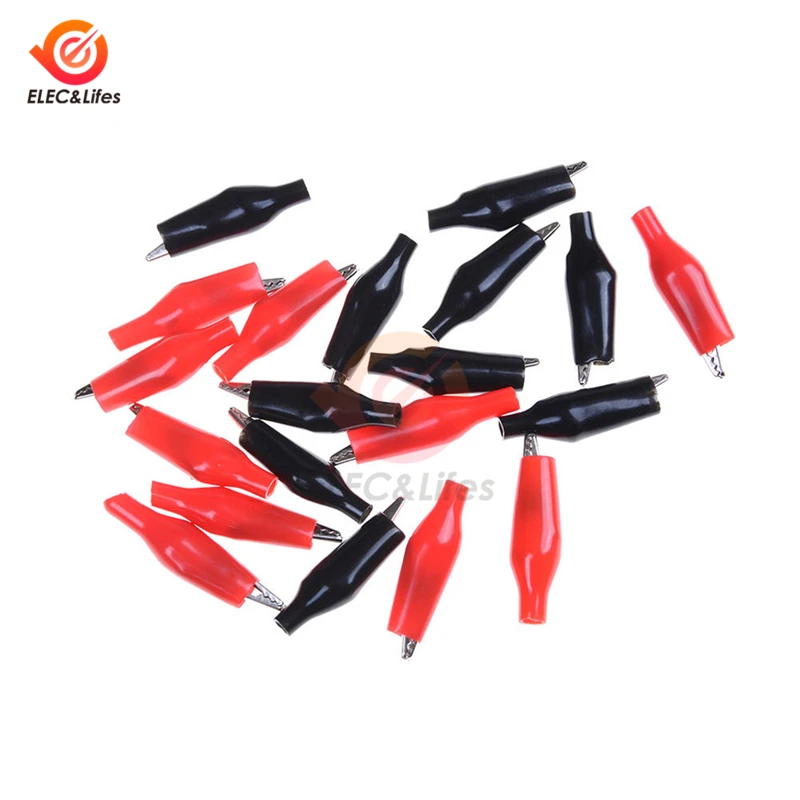 50Pairs/100Pcs Metal Alligator Clip P2001 Crocodile Electrical Clamp for Testing Probe Meter with Plastic Coated Boot