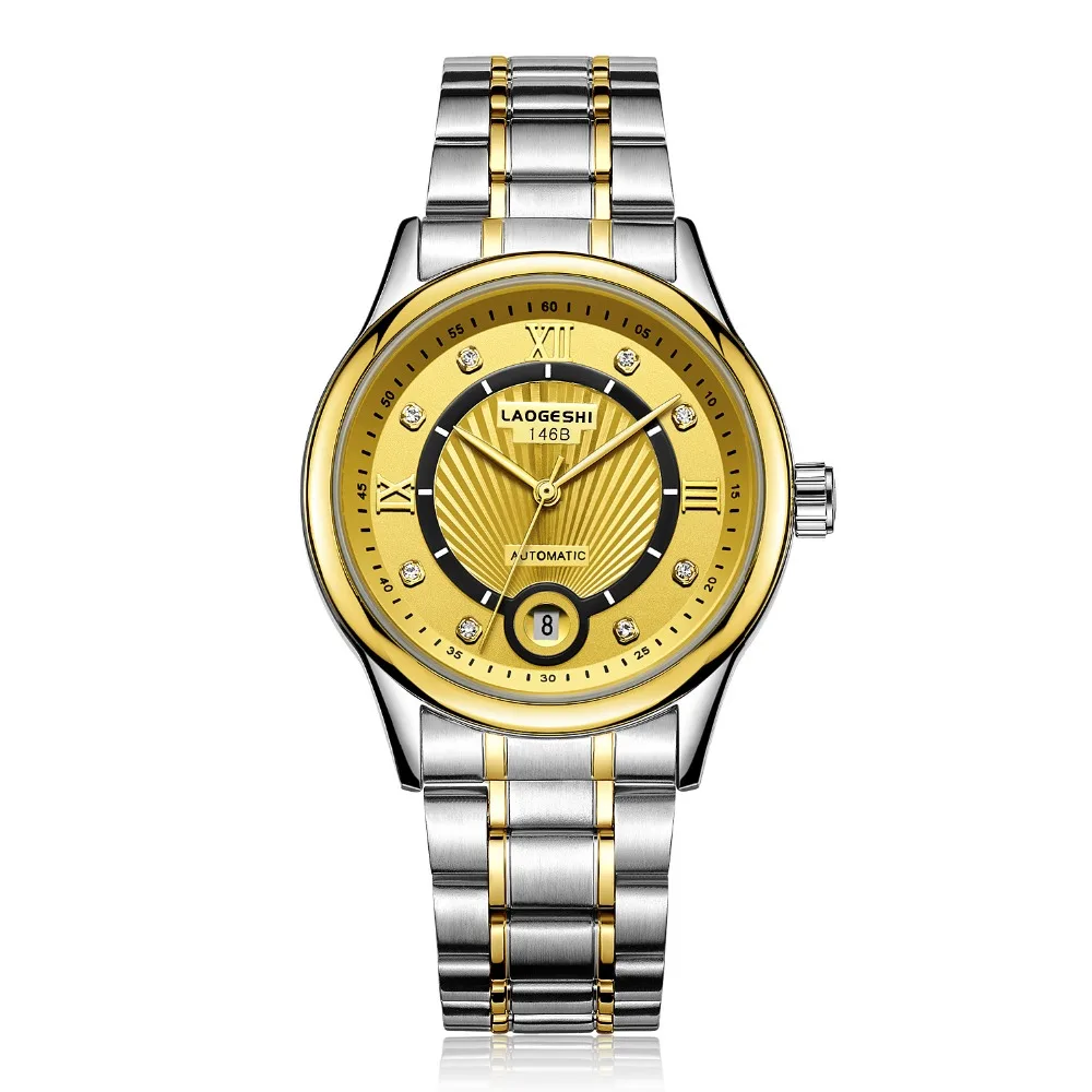 LAOGESHI Business casual fashion mechanical watch for men diamond drill waterproof watch automatic mechanical watch