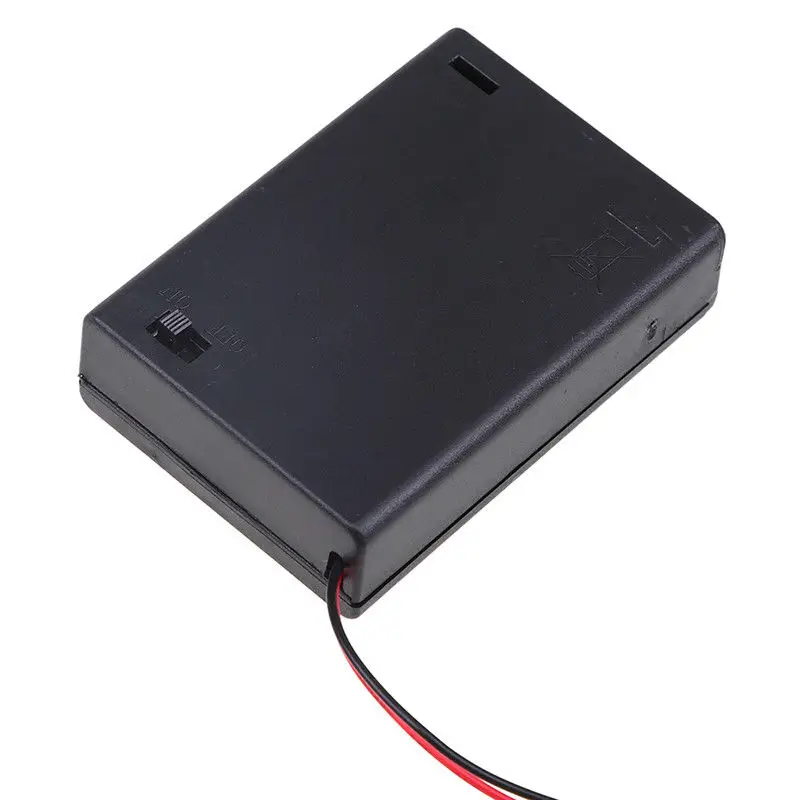 500PCS/LOT 3 AA Cells Battery 4.5V Holder Box Case with Cover ON/OFF Switch Wire Lead Wholesale