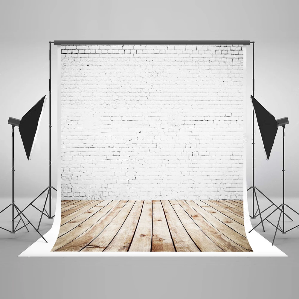 

VinylBDS 10x20FT Write Brick New Born Photography Backgrounds Wood Floor Baby Shower Backdrop Portraits Photobooth Backdrop