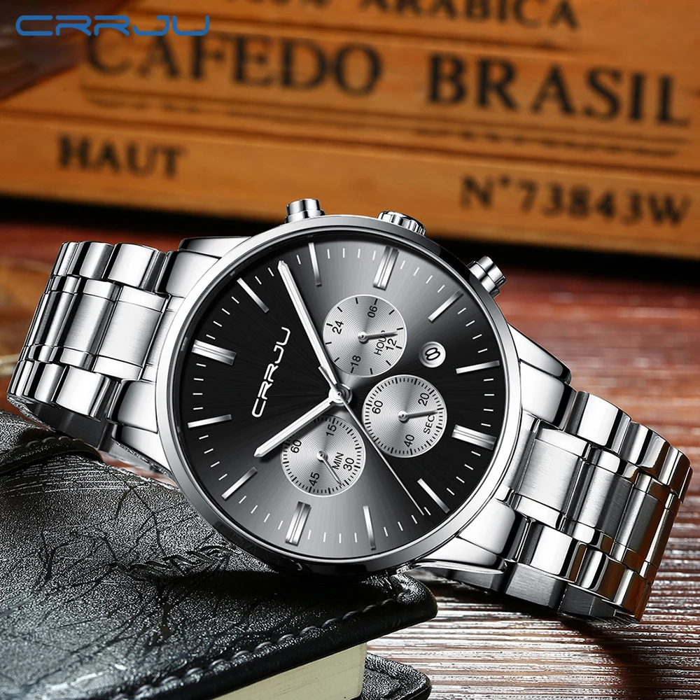 Relogio Masculino CRRJU orologio da uomo moda Sport orologio al quarzo orologio da uomo cronografo orologio da polso impermeabile di lusso delle