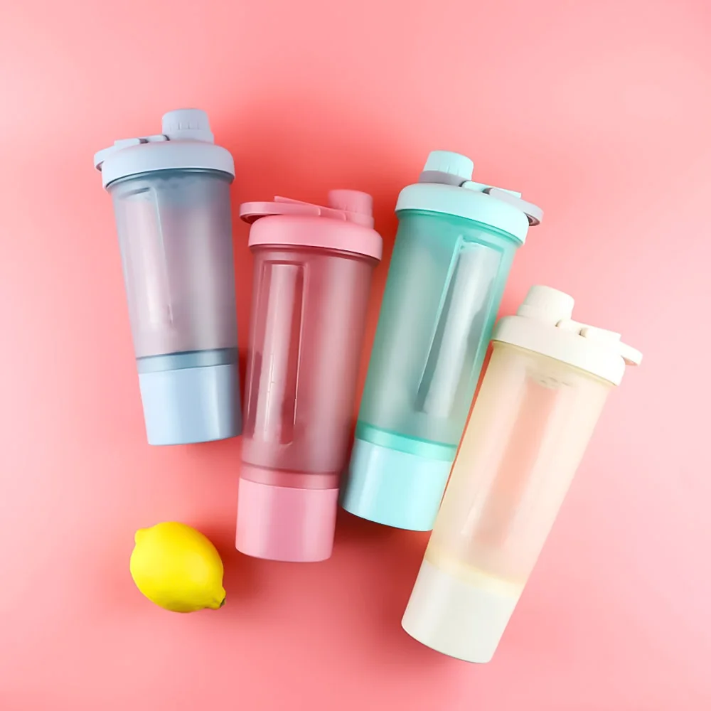 600ML Woman Sport Water Bottle Whey Protein Shaker Bottle Girl BPA Free Leak Proof Gym Fitness Training Sport Nutrition Bottle