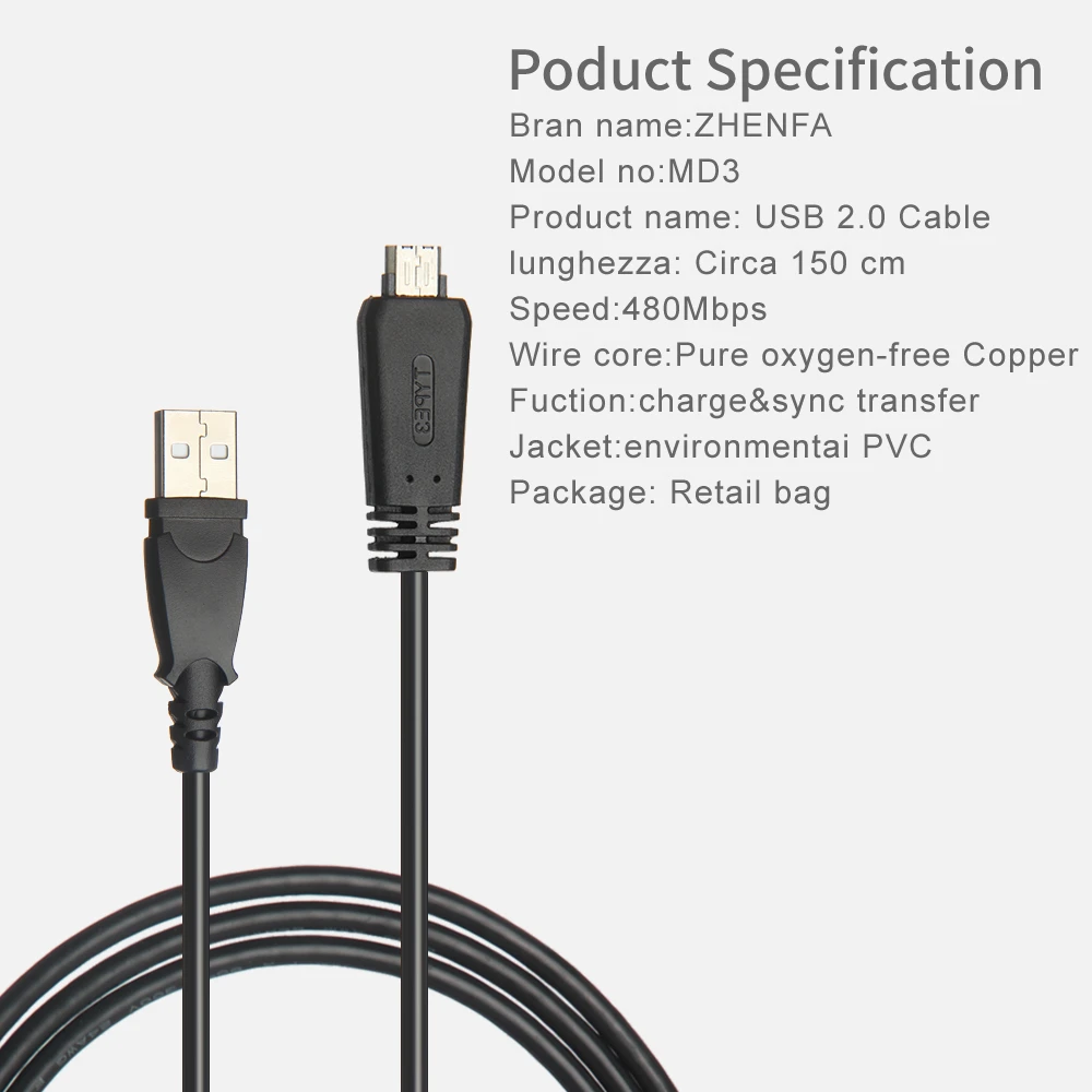 Cabo de dados usb, zhenfa para sony gêleos