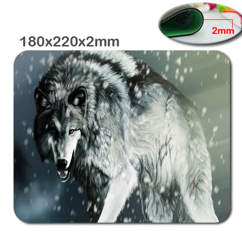 Wolf  Customized Rectangle Non-Slip Rubber 3D f ast printing gaming rubber durable notebook mouse pad size is 180mmx220mmx2mm