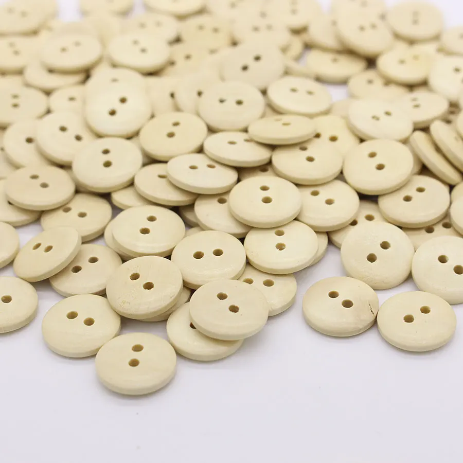 100Pcs Bulk  Round Natural Wooden  Buttons Sewing Craft Scrapbooking 15mm DIY 2015 New Sewing Accessories Button 2 Holes