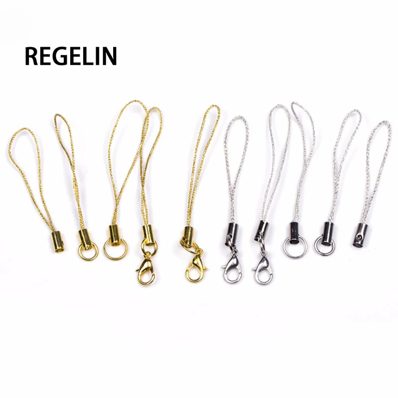 

REGELIN 50pcs Cord Hang Rope Key Chain Charms Mobile Case Strap Lariat Lanyard Lobster Clasp Cell Phone Finding Connector DIY