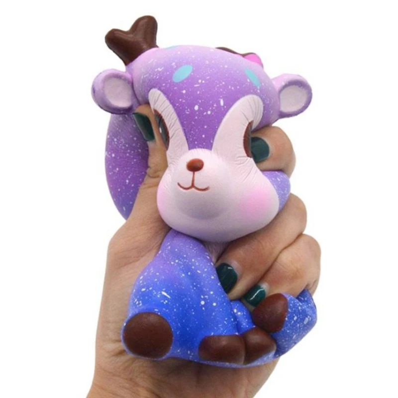 Jumbo Kawaii Colorful Galaxy Deer Squishy Slow Rising Squeeze Toys Cream Sweet Scented Anti Stress Toy for Funny Kid Xmas Gift