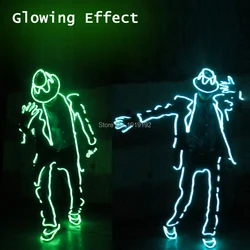 DIY Glowing EL Costume Accessory EL Wire Neon Light DIY Material Self-Make Fluorescent Clothes Luminous Costumes For Dance