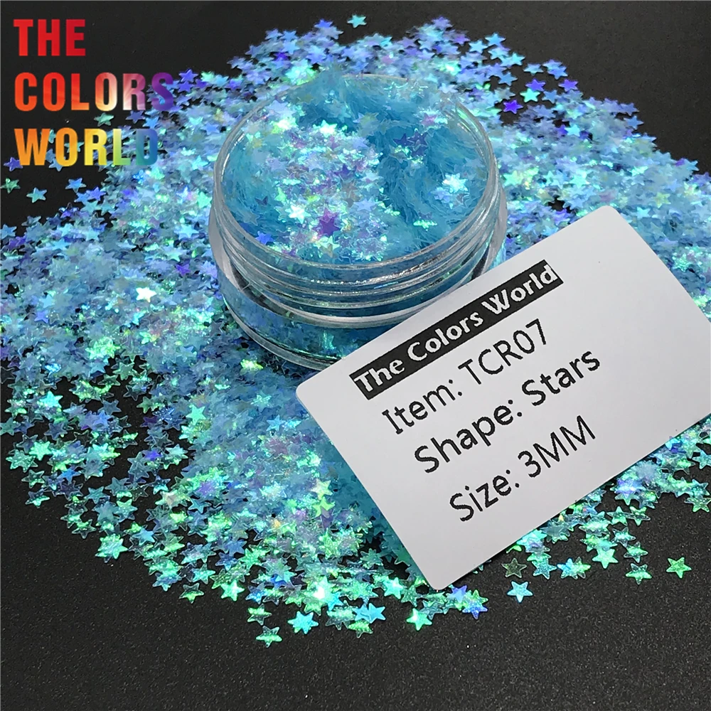 TCT-207 Star Shape Iridescent Rainbow 3MM Size Nail Glitter Nail Art Decoration Body Glitter Makeup FacePaint Henna Handwork DIY