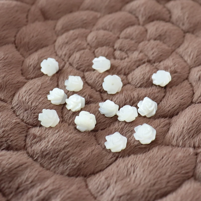 8MM 14Pcs 100% Natural Mother Pearl Shell Flower Half Hole Ear Charms Jewelry Earring Bead