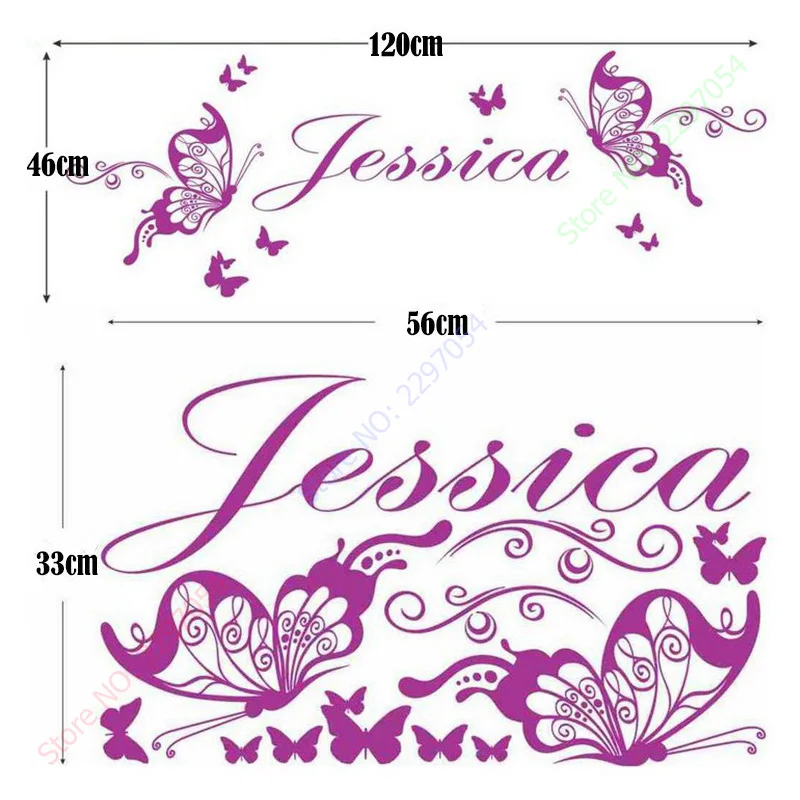 New Butterflies Personalized Name Vinyl Butterfly Wall Mural Nursery Vinyls Girls Room Decor Wall Stickers Kids Baby Room