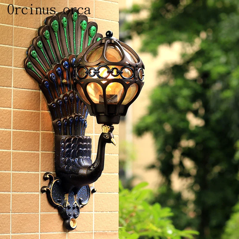 

Outdoor waterproof European style retro wall lamp living room garden balcony corridor Chinese LED background wall lamp