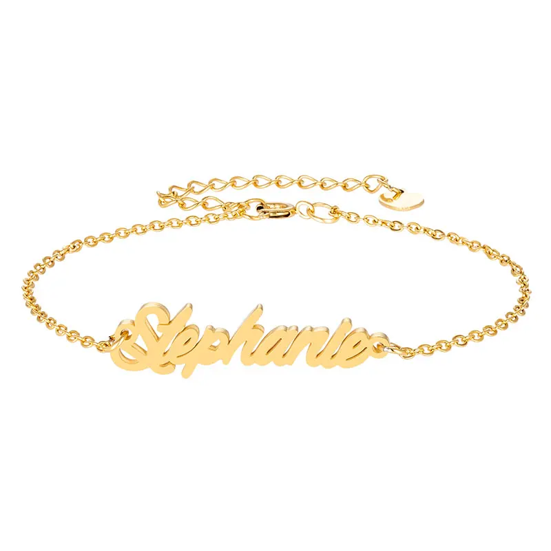 Stephanie Charm Name Bracelets for Women Girl Nameplate Anklet Pulseira Masculina Handwriting Words Christmas Gift