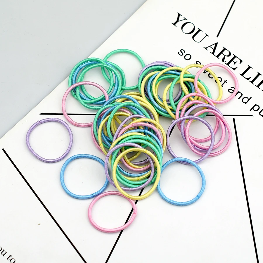 New 50PCS/Lot 3cm Rubber Elastic Hair Bands for Girls Accessories Ponytail Holder High Quality Fashion Baby Kids Scrunchies Gift