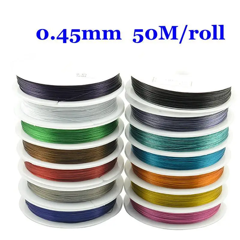 

Free Shipping 1rolls/lot Tiger Tail Beading Steel Wire 0.45mm 50M Pick For Jewelry Making DIY