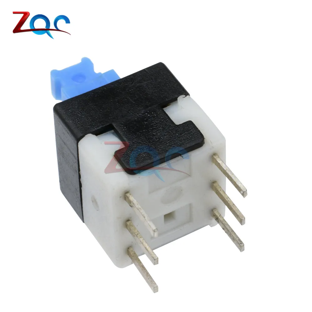 10pcs NEW 8X8mm Blue Cap DPDT Self-locking Type Square Button Switch 8*8 8X8 mm 6Pin Multimeter