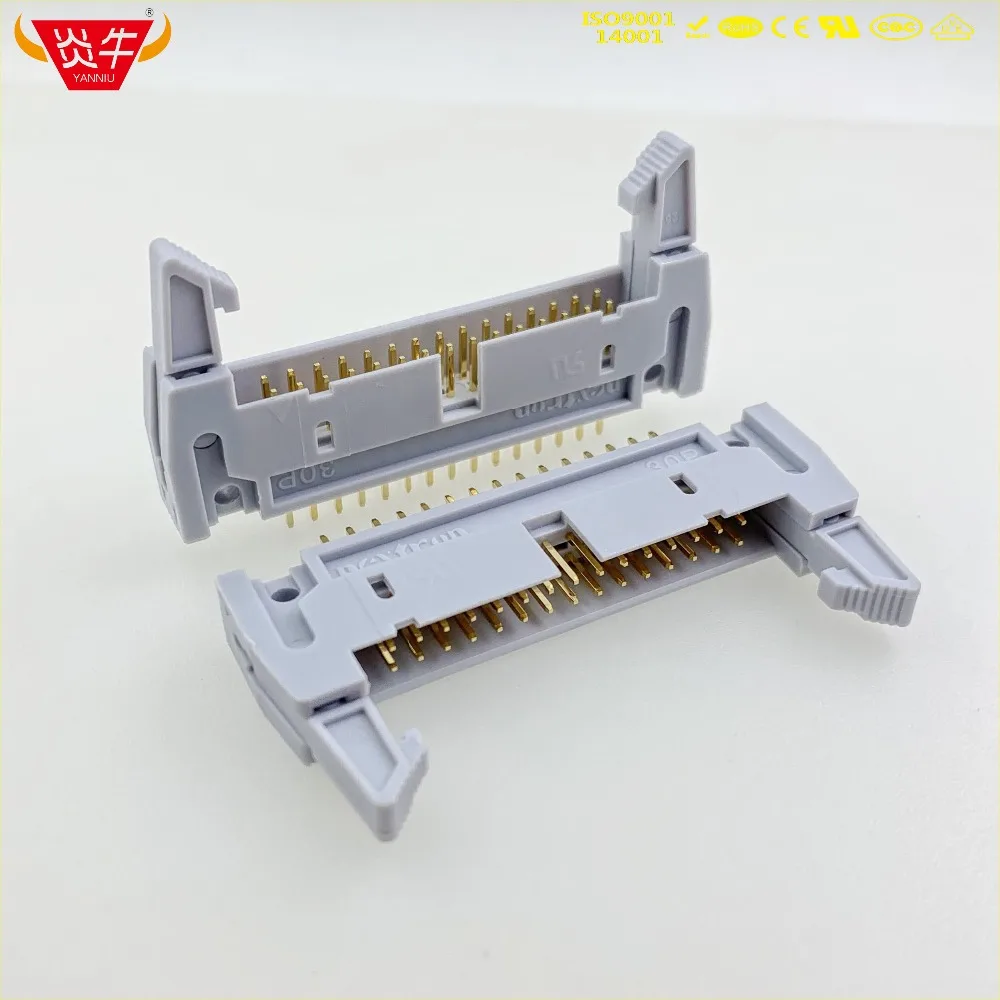 50Pcs DC2-30P IDC SOCKET BOX 2.54mm PITCH EJECTOR HEADER STRAIGHT CONNECTOR 2*15P 30PIN CONTACT PART GOLD-PLATED 3Au YANNIU