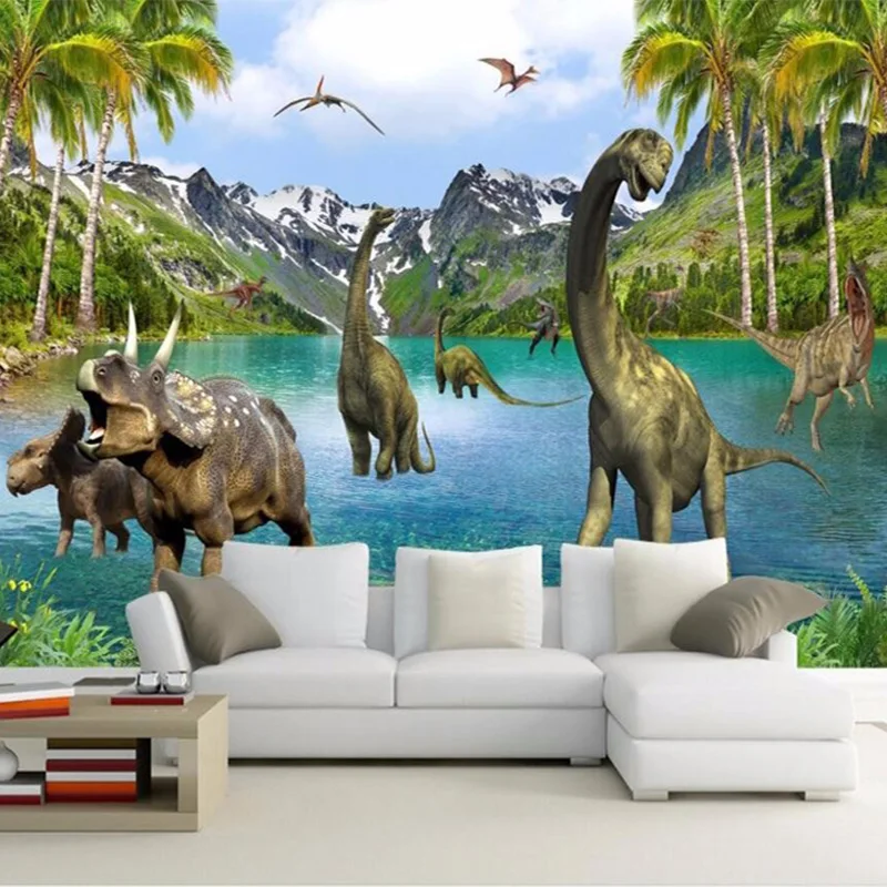 Custom Wall Cloth 3D Dinosaur Forest Mural Wallpaper Children's Kids Bedroom Living Room Backdrop Wall Covering Home Decor Mural