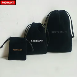 100pcs Custom LOGO Printed Black Velvet Bag Drawstring Gift Pouch for Jewelry Mobile Phone Retail Packaging Organizer Bags