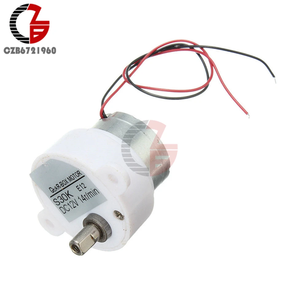 DC 12V Electric Brush DC Motor High Torque Gear Motor Geared Box S30K Reduction Motor 14RPM 2 Wires for Electronic Toys Fan