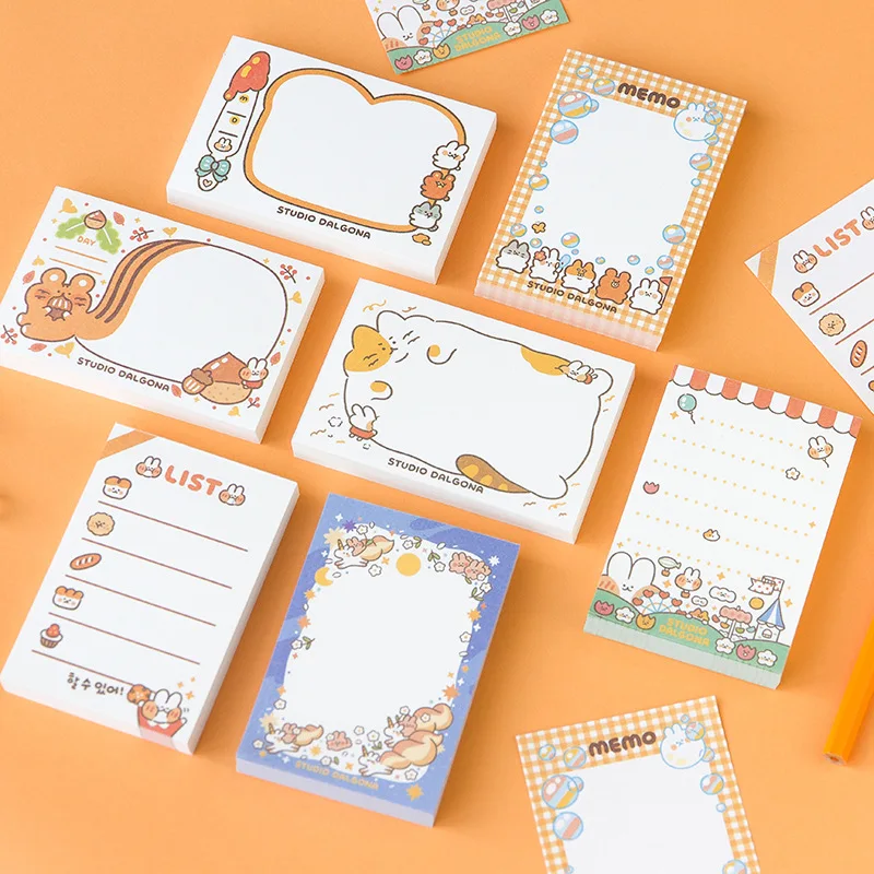 100 Sheets Lovely Bread Rabbit Memo Pad Kawaii Stationery N Times Sticky Notes Portable Notepad School Office Supply Papeleria