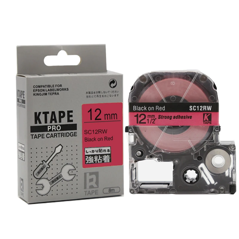 

30pks/lot SC12RW/LC4RBP 12mm black on red KINGJIM LC tape cartridge for KingJim Labelworks printer