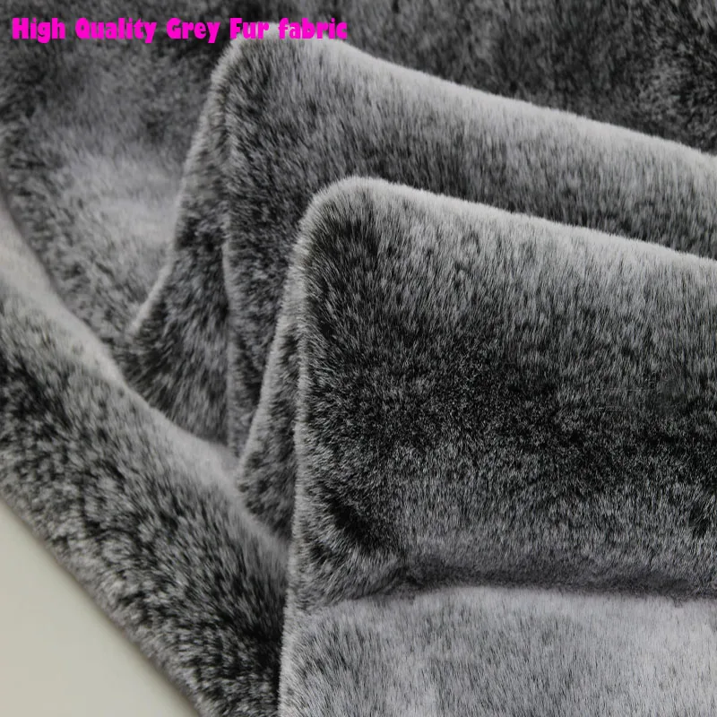 High-grade Faux Fur Fabric Grey/White Tip 1.5cm Long Hairy Imitation Mild Rabbit Fur Fabric DIY Fur Collar of Coat Clothing