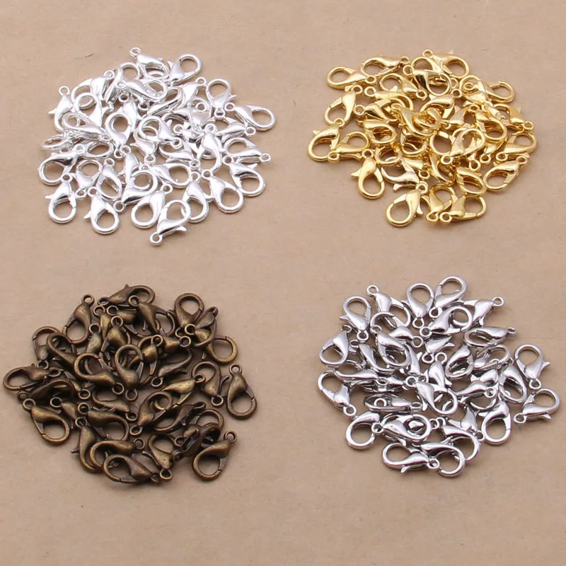 

300pcs 15 16 18MM Jewelry Findings Bronze/gold/rose Gold/black/rhodium/silver color Lobster Clasp Hooks for Necklace Chain