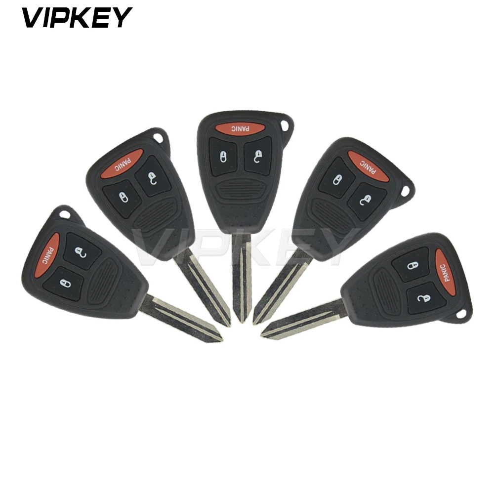 Remotekey 5pcs Car Key Head Case For Chrysler Aspen Dodge Jeep 2 Button With Panic