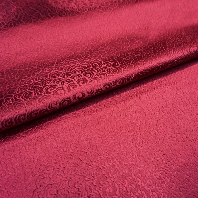 Tessuto damascato di seta stile vento rosso scuro per Patchwork di tovaglia per tende da sole per abiti alla moda