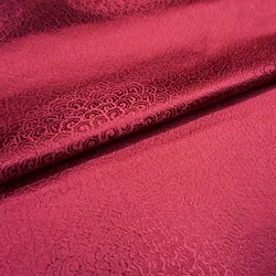 Dark Red Wind Style Silk Damask Fabric for Fashion Dress Cushion Cover Curtain Table Cloth Patchwork